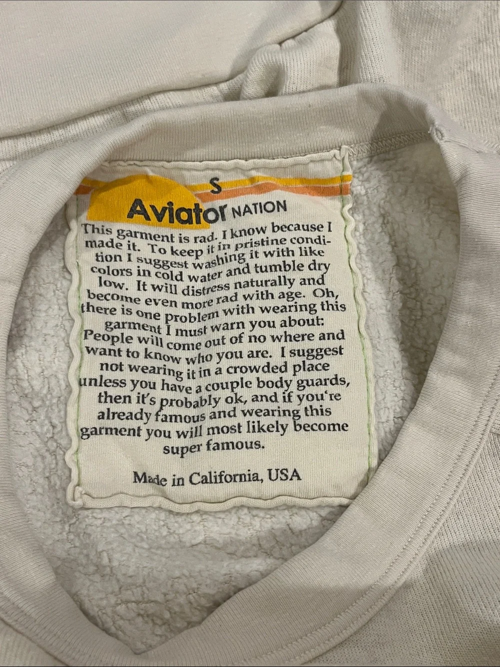 Aviator Nation Vintage White Logo Sweatshirt - Picture 10 of 14